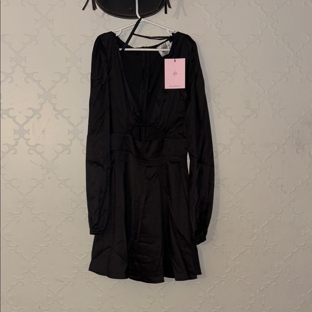 Hello Molly Black Ruched Ruffled Cocktail Dress